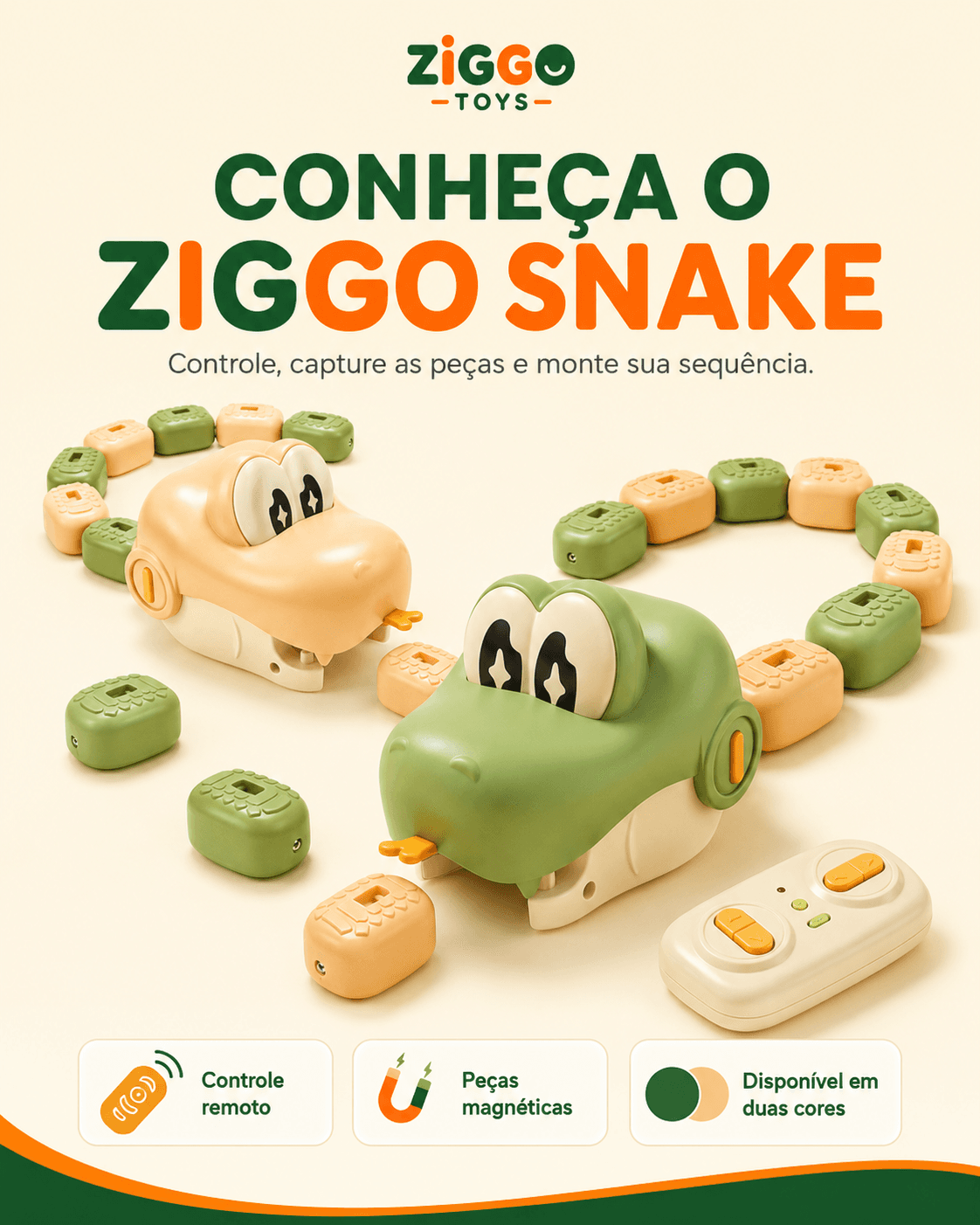 Ziggo Snake nas cores verde e laranja